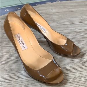 Brown patent Jimmy Choo pumps
